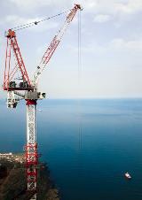 Terex CTL 650F-45 luffing jib tower crane on scenic job site 