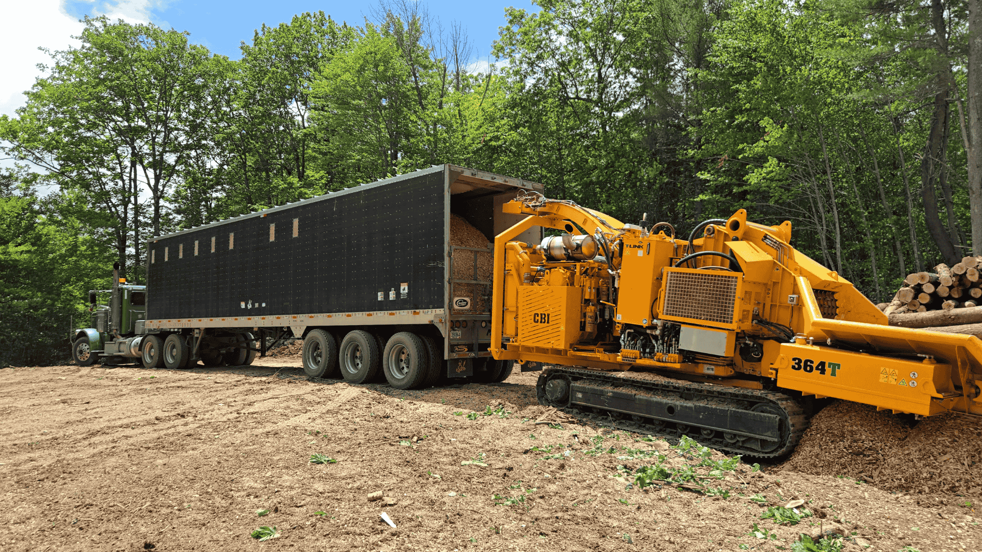 CBI 364T whole tree chipper land clearing