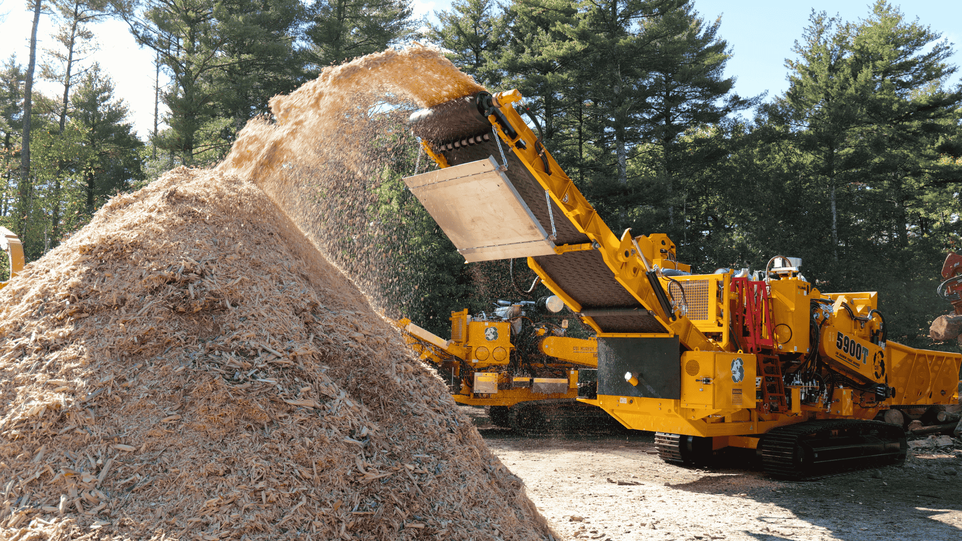 5900T Horizontal Grinder Processing Logs