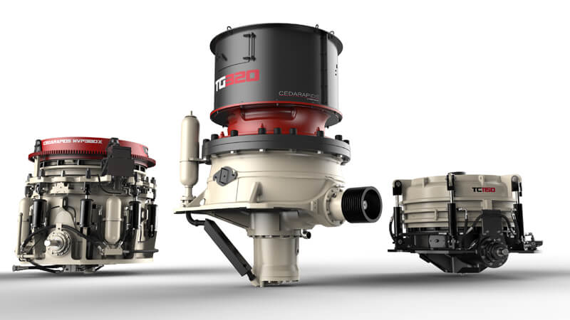 Cone range including floating shaft (spider bearing), floating bowl and screw bowl cones